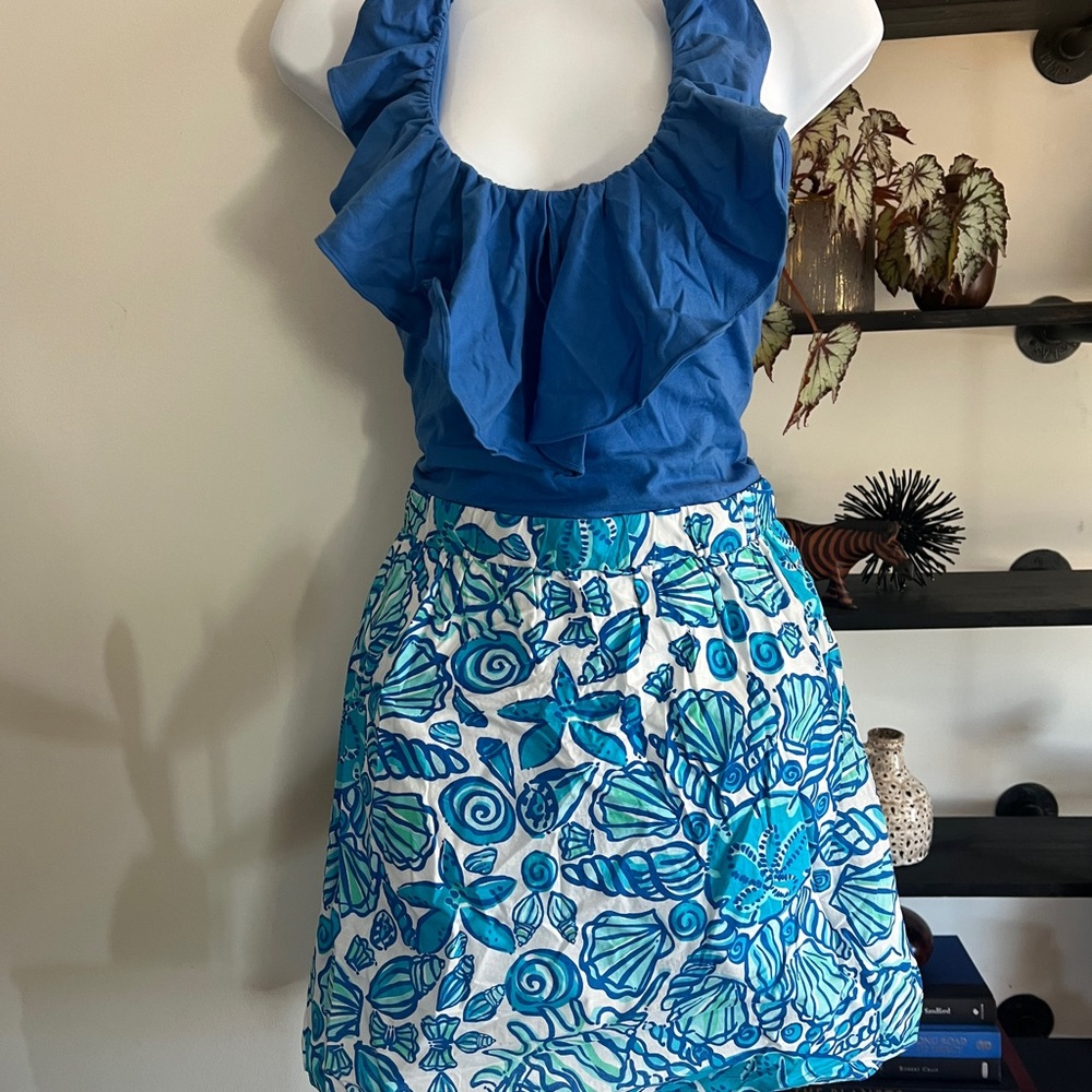 Lilly Pulitzer White and Blue Bubble Mini Dress Resort